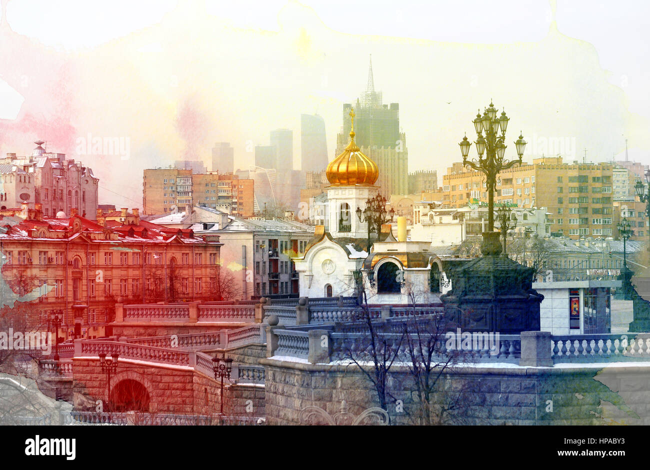 Viste le foto nel centro di Mosca Foto Stock