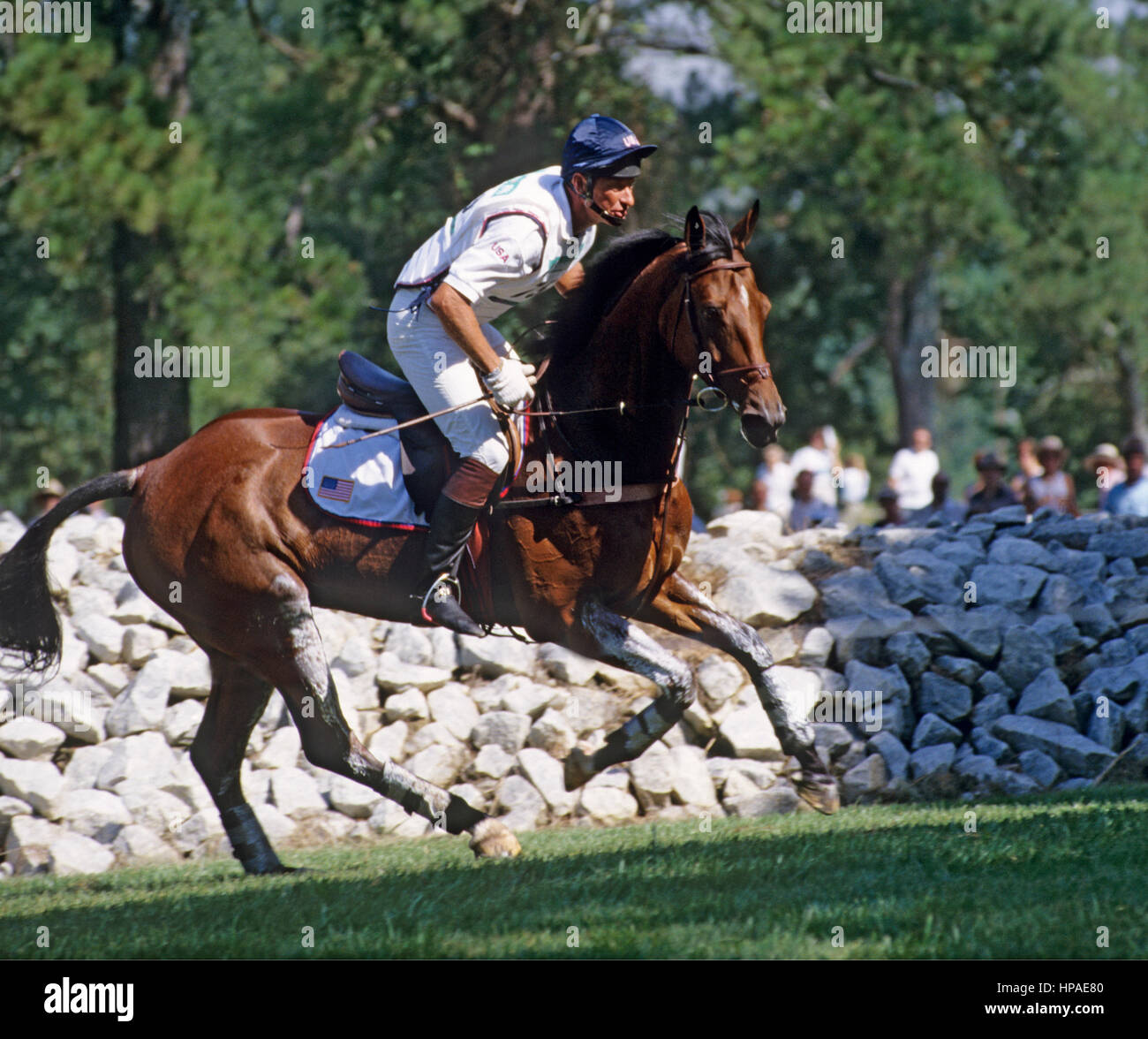 Giochi Olimpici di Atlanta, agosto 1996, Bruce Davidson (USA) riding Heyday Foto Stock