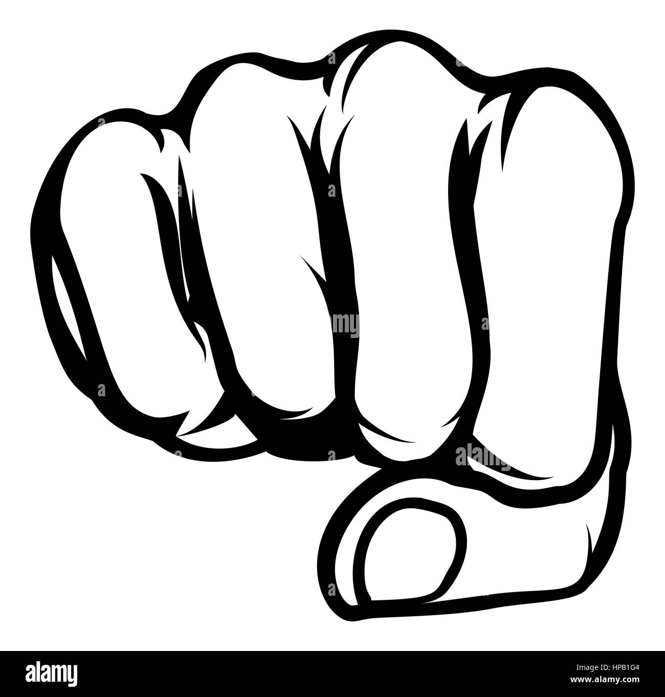 Cartoon pugno in mano un pop art in stile fumetto Foto Stock