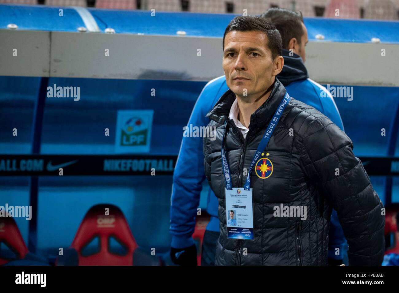 Marzo 22, 2015: Costantin Galca il coach di FCSB durante il campionato ho Soccer Romania gioco tra Steaua Bucharest ROU e Viitorul Constanta ROU a Ghencea Stadium, Romania ROU. Foto: Cronos/Catalin Soare Foto Stock