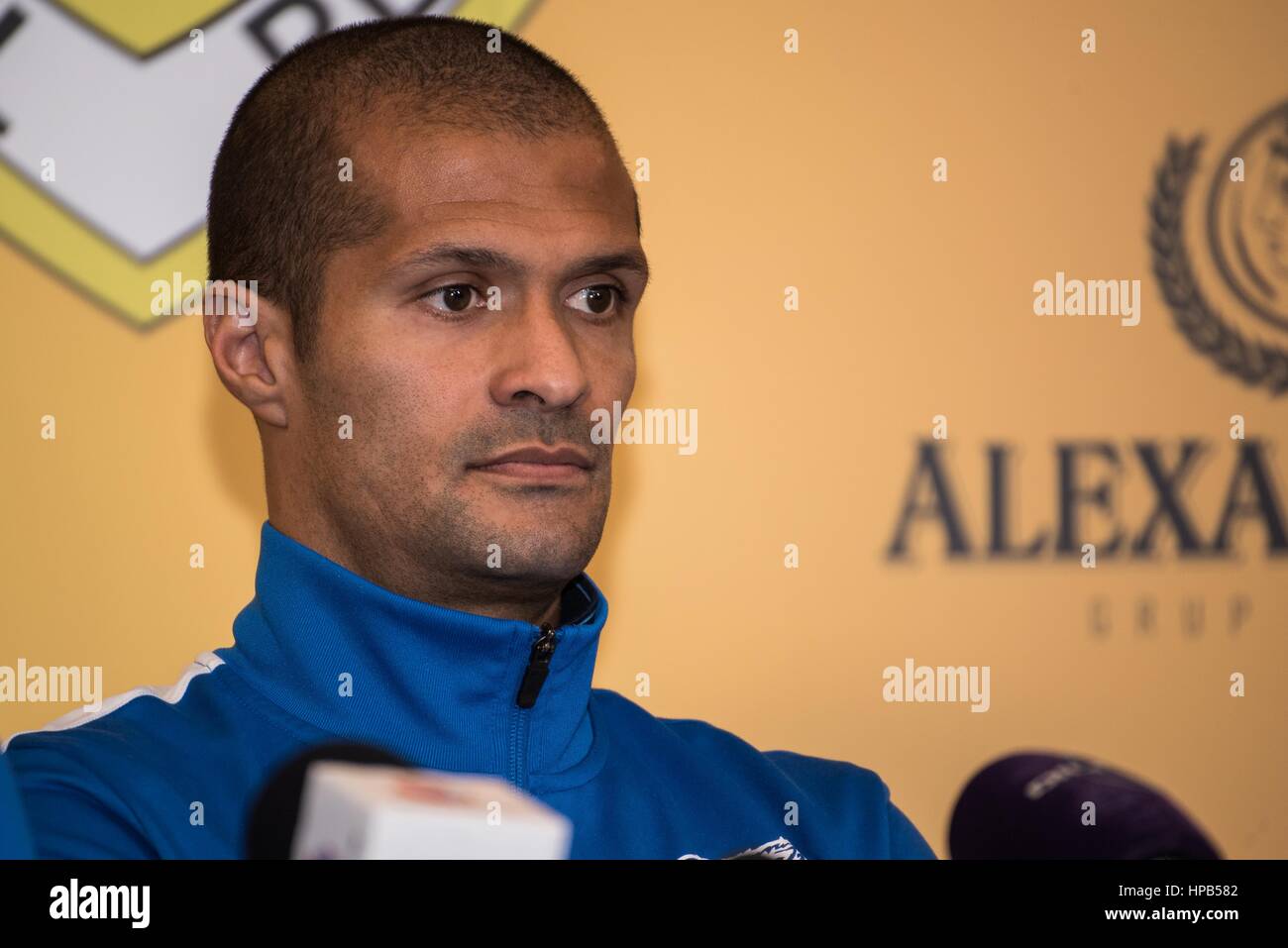 Marzo 31, 2015: Geraldo Alves alla conferenza stampa per presentare la partnership tra FC Petrolul Ploiesti ROU e Alexandrion Foundation a Sky Club in Paulesti, Romania ROU. Foto: Cronos/Catalin Soare Foto Stock