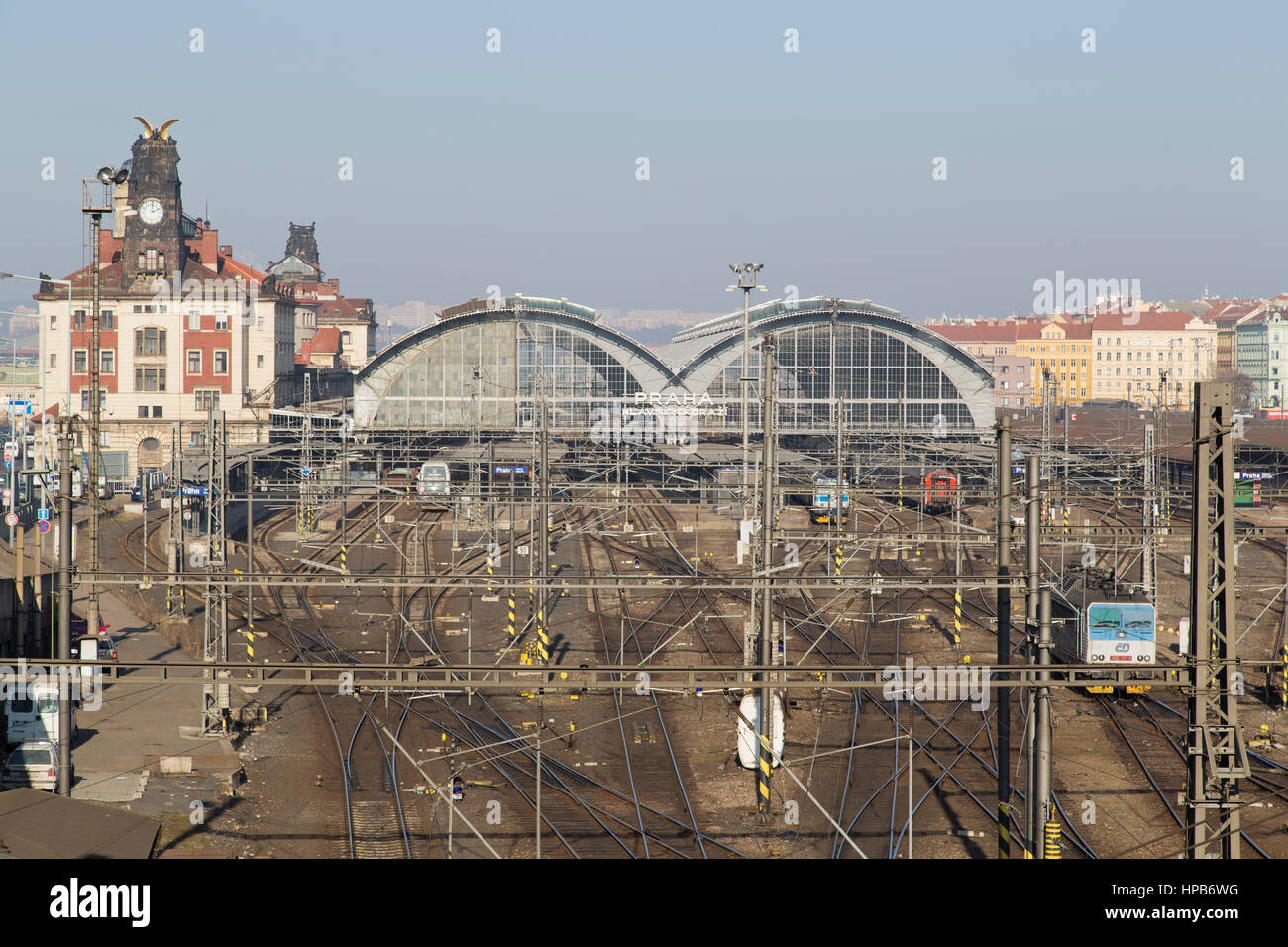 Praga stazione ferroviaria nella Repubblica Ceca Foto Stock