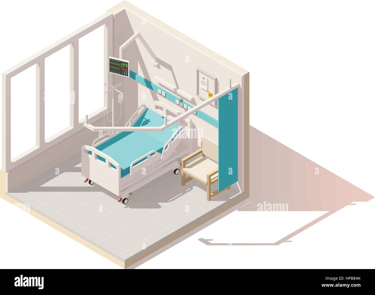 Vettore bassa isometrica poli ospedale Illustrazione Vettoriale