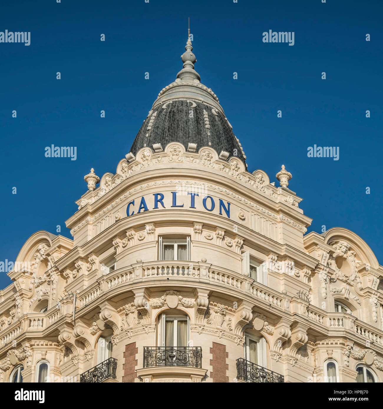 Carlton Hotel, facciata, Croisette, Cannes, Cote d Azur, Francia, Foto Stock
