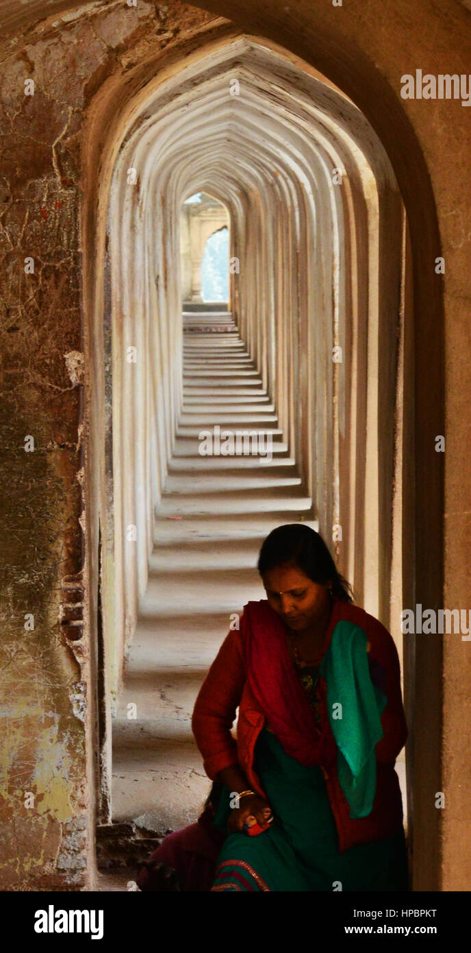 Il labyyrint nella bara Imambara complesso nella città di Lucknow. Foto Stock