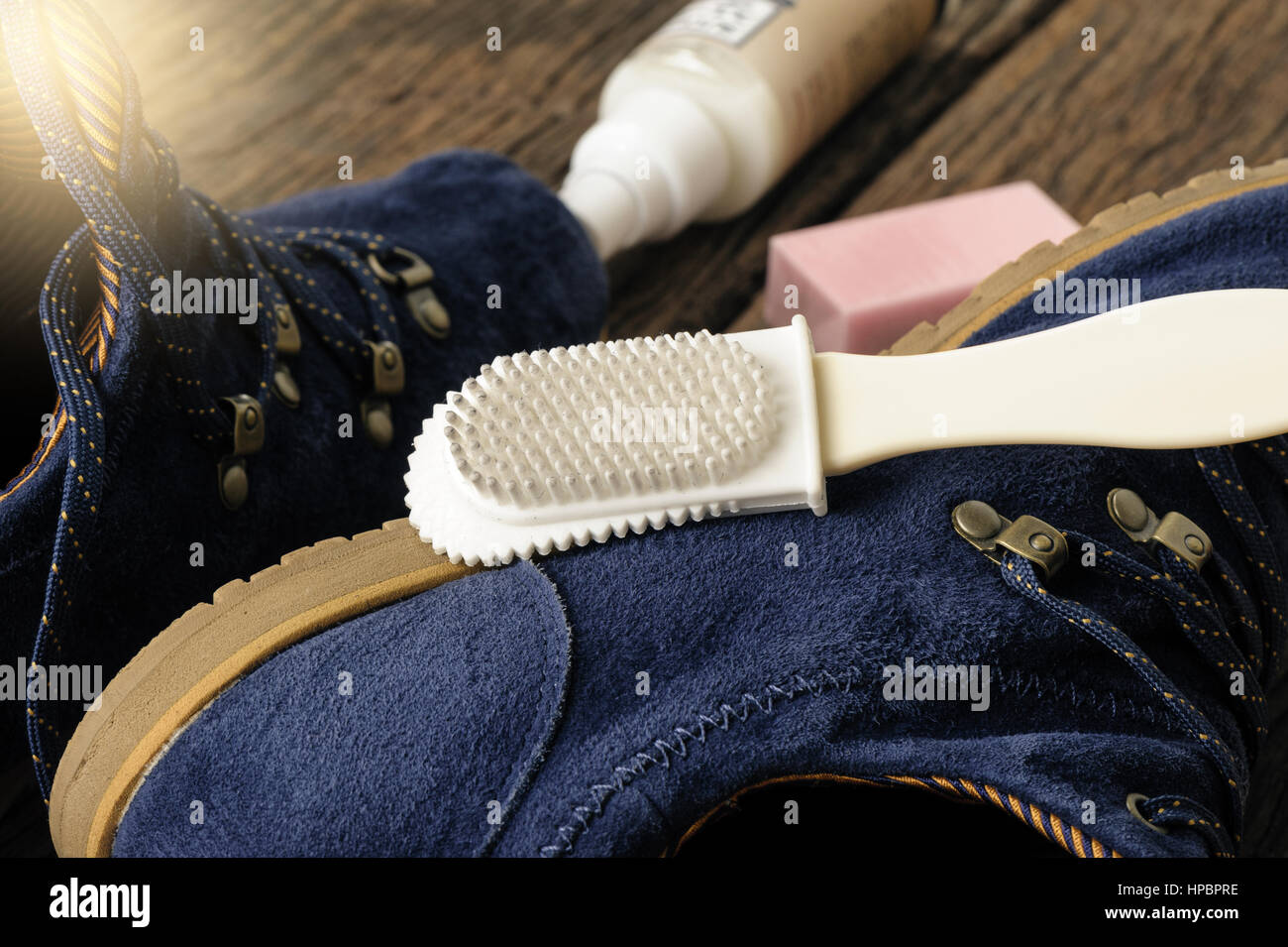 Spazzola di manutenzione per camoscio e nubuck scarpe Foto Stock