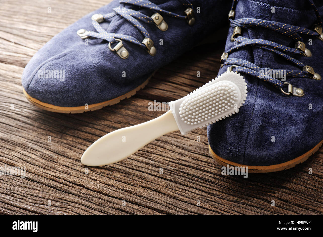 Spazzola di manutenzione per camoscio e nubuck scarpe Foto Stock