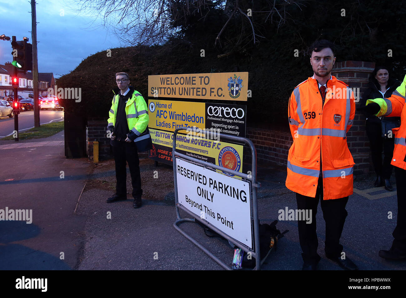 Sutton, Regno Unito. Xx Febbraio 2017. Viste generali prima della FA Cup quinto round match tra Sutton United e Arsenal a Borough gli sport di terra il 20 febbraio 2017 a Sutton, Inghilterra. Credito: Daniel Chesterton/Alamy Live News Foto Stock