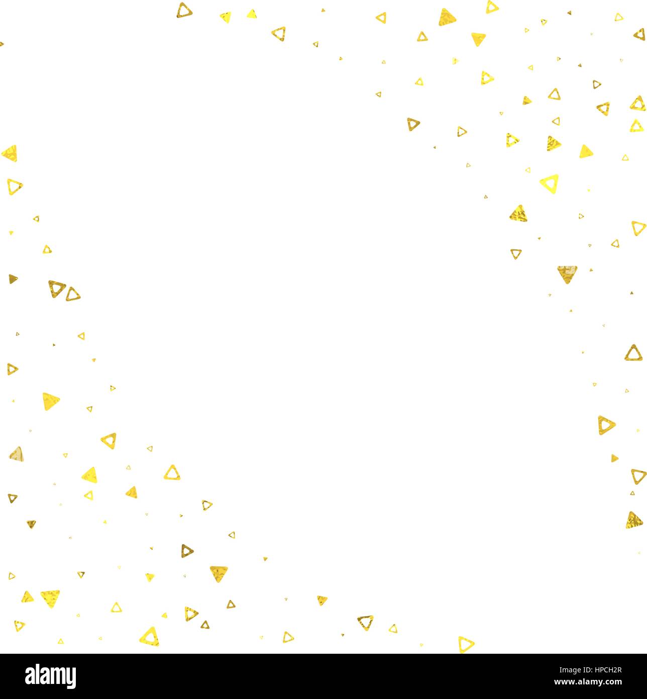 Vintage oro cornice quadrata con un foglio di alluminio con i triangoli isolati su sfondo bianco, vettore di elementi di design Illustrazione Vettoriale