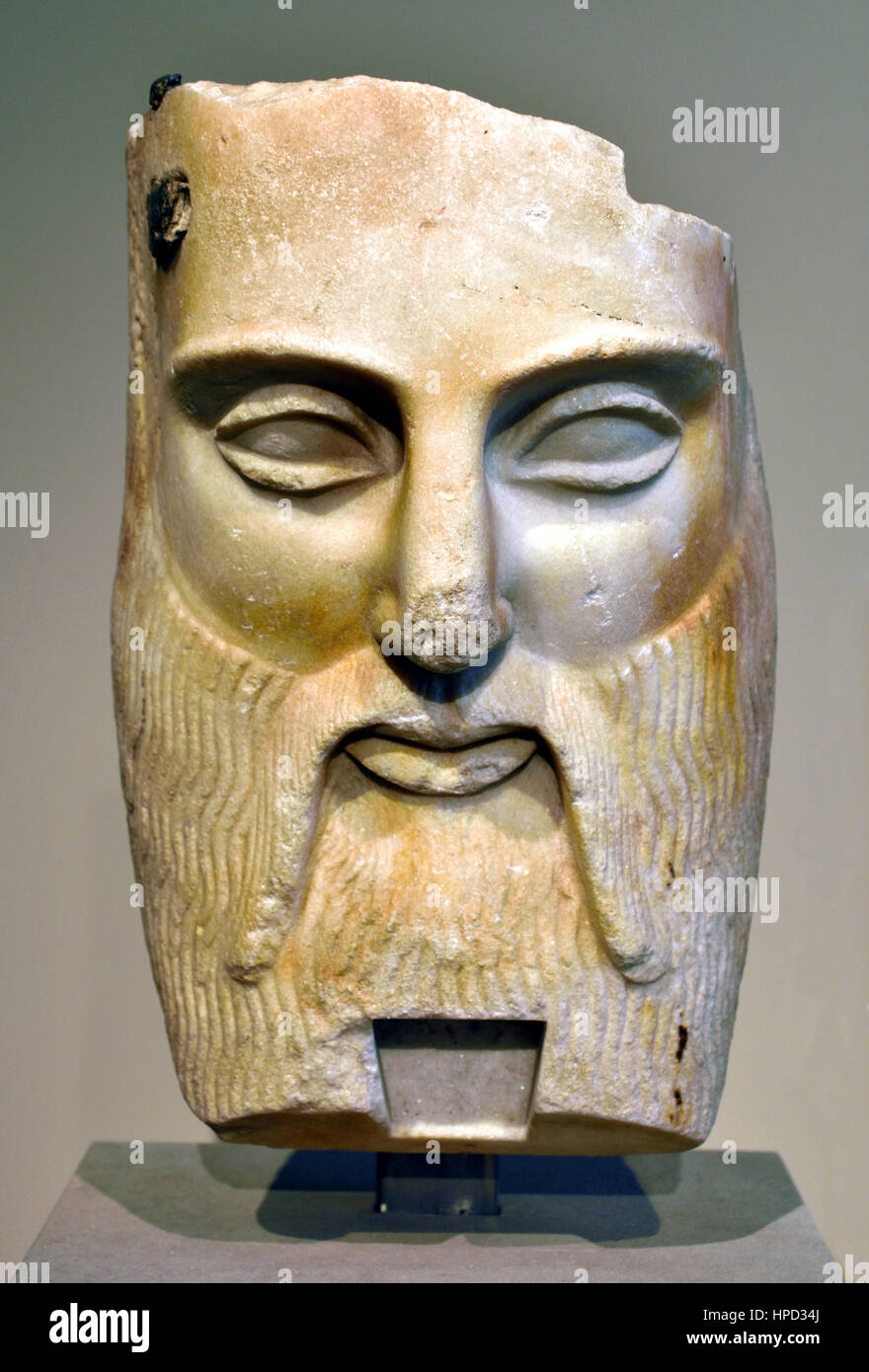 Maschera del Fiume Dio Achelous. Maratona/Attica (Grecia), circa 470 BC Foto Stock