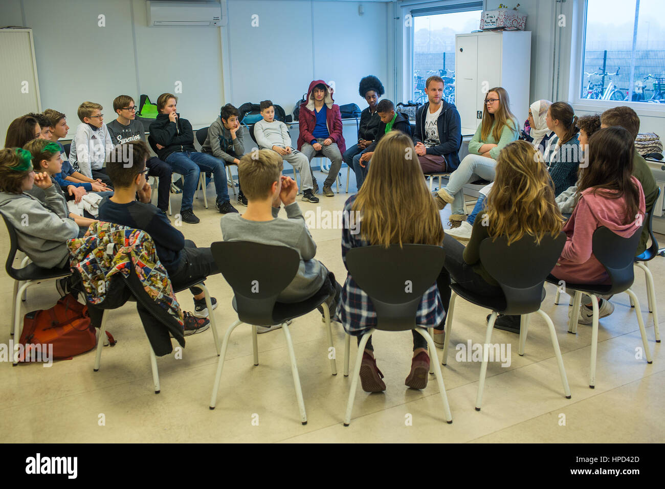 Classe della scuola media in Olanda Foto Stock