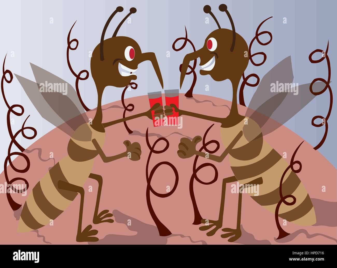 Zanzare gustando un drink di sangue Illustrazione Vettoriale