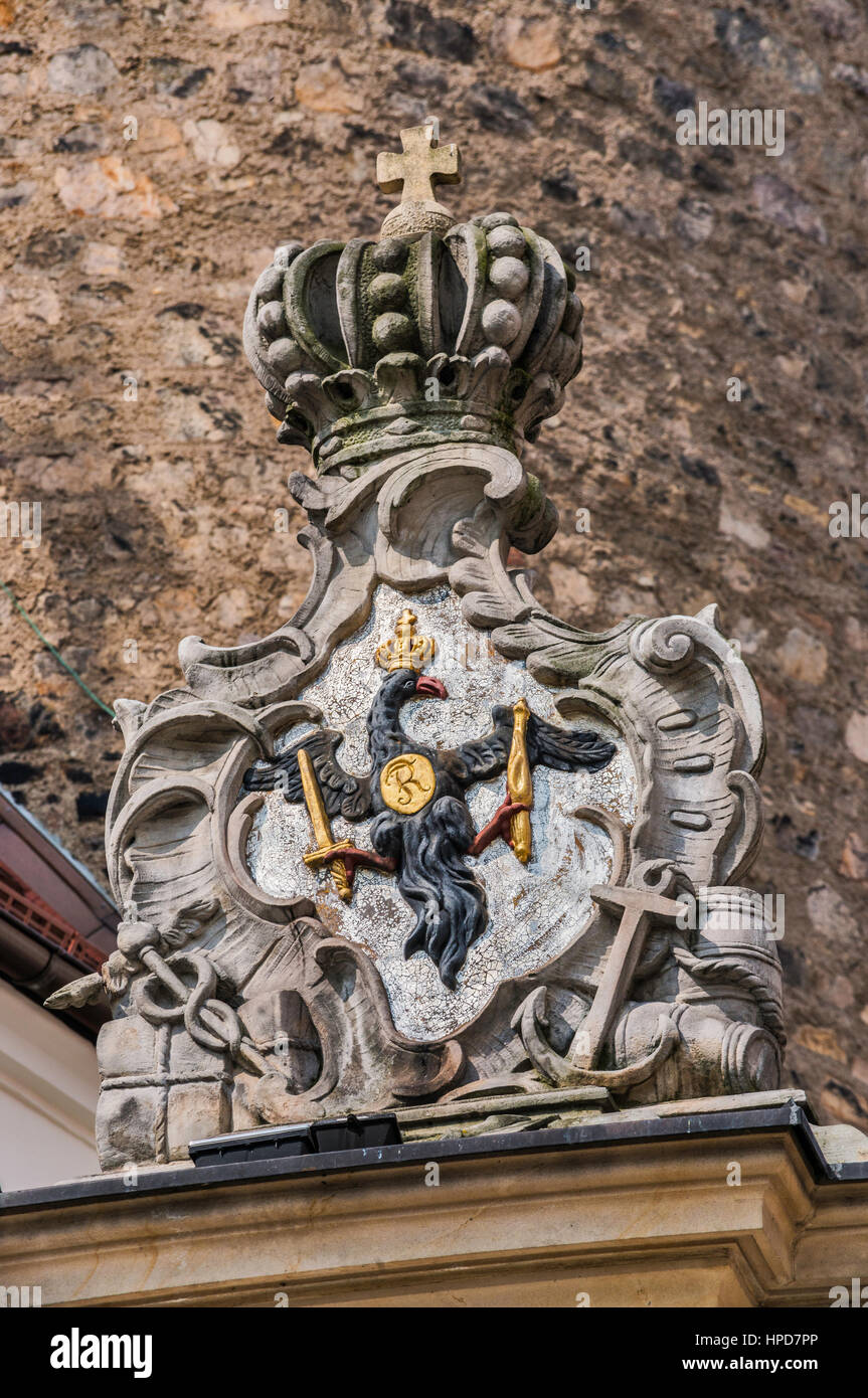 Stemma del Regno di Prussia a Wojanowska Gate, Jelenia Gora, Bassa Slesia, Polonia Foto Stock