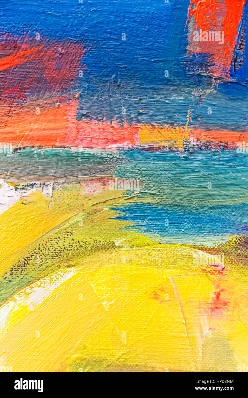 Arte astratta grunge colorati textured dipinte a mano sullo sfondo di tela Foto Stock
