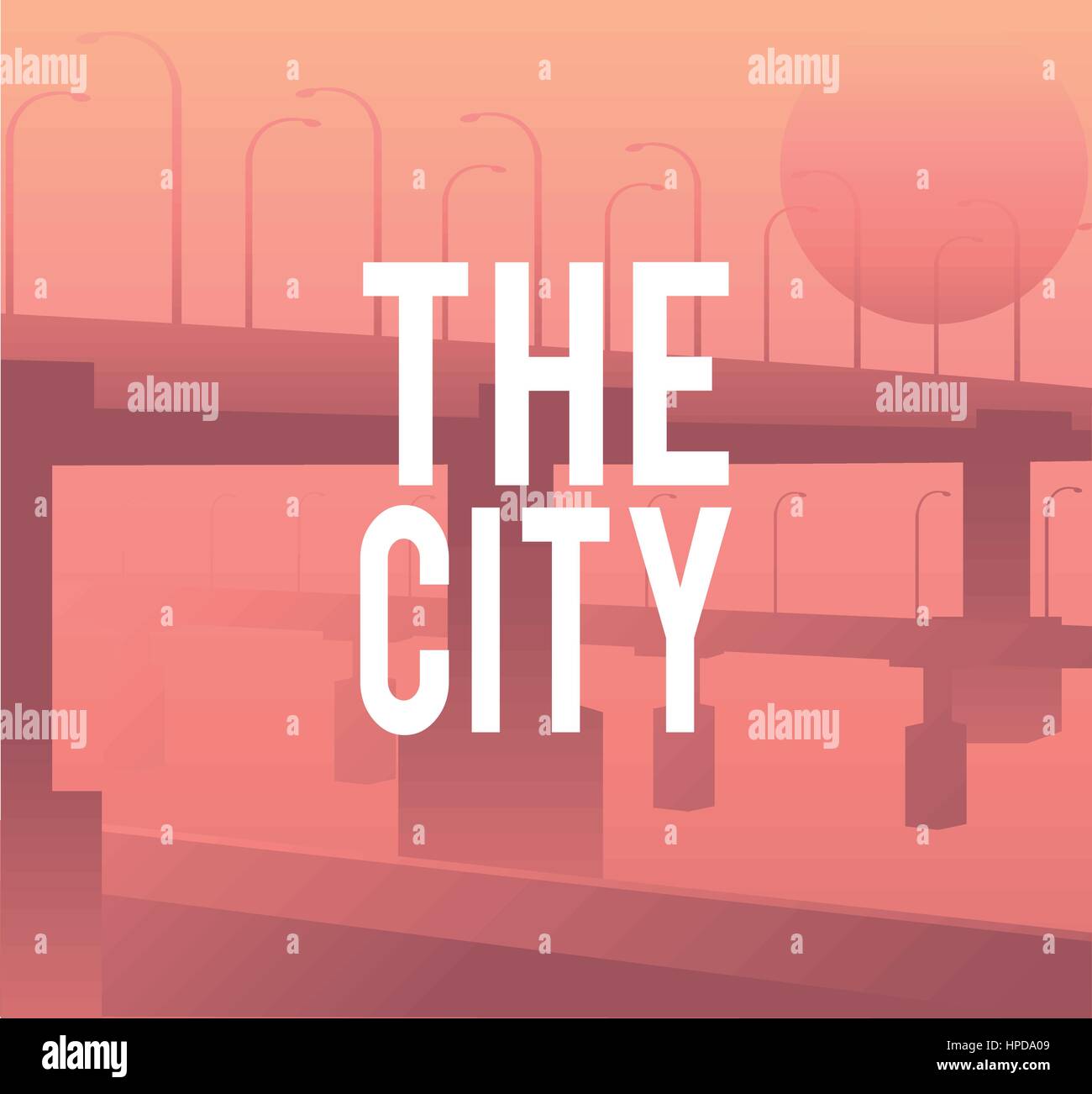 Sunset sunrise con città vettore di word Illustrazione Vettoriale