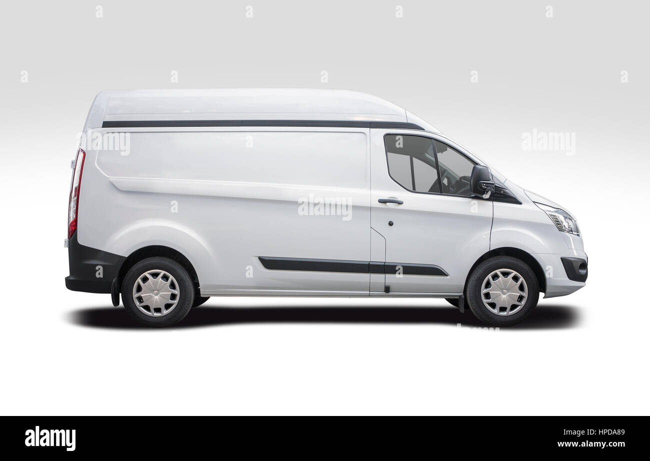 White van vista laterale pronto per il branding Foto Stock