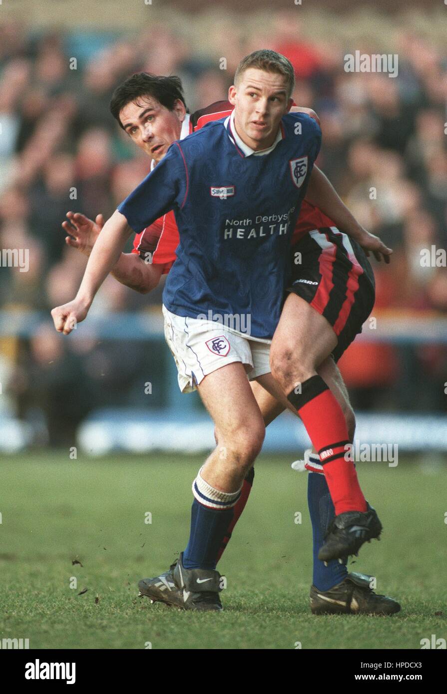 KEVIN DAVIES & STEVE CHETTLE CHESTERFIELD V NOTTS FORESTA 15 Febbraio 1997 Foto Stock