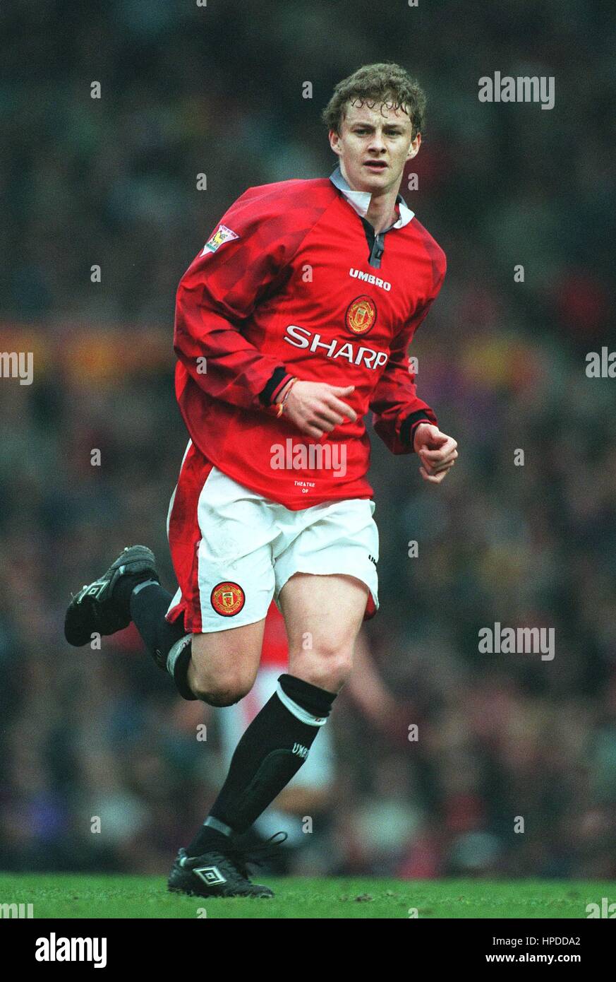 OLE GUNNAR SOLSKJAER MANCHESTER UNITED FC 16 Marzo 1997 Foto Stock