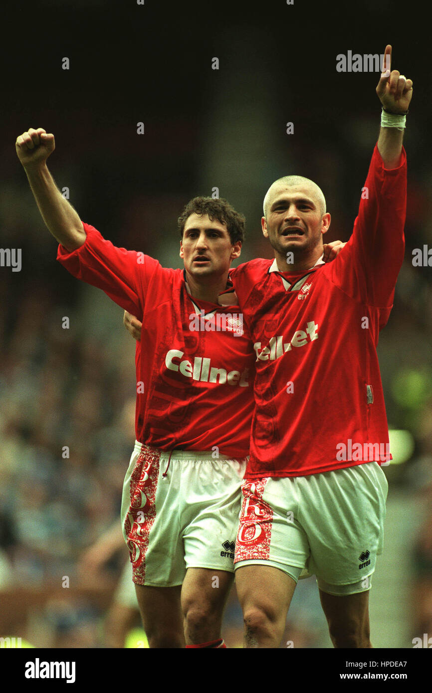 GIANLUCA FESTA & RAVANELLI MIDDLESBROUGH V Chesterfield 13 Aprile 1997 Foto Stock