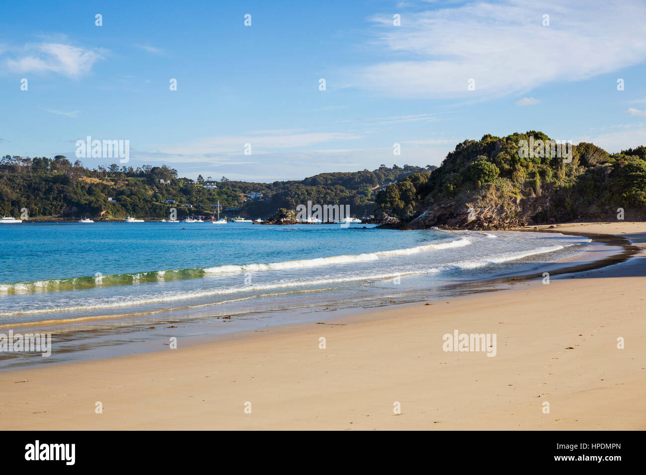 Oban, Isola Stewart, Southland, Nuova Zelanda. Vista sulla baia di Halfmoon da Butterfield Beach. Foto Stock