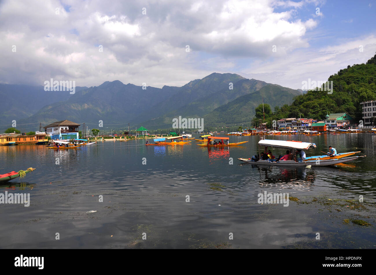 Un bel lago dal Kashmir, Shikara giro nel lago dal di Srinagar nella valle del Kashmir (Foto Copyright © di Saji Maramon) Foto Stock