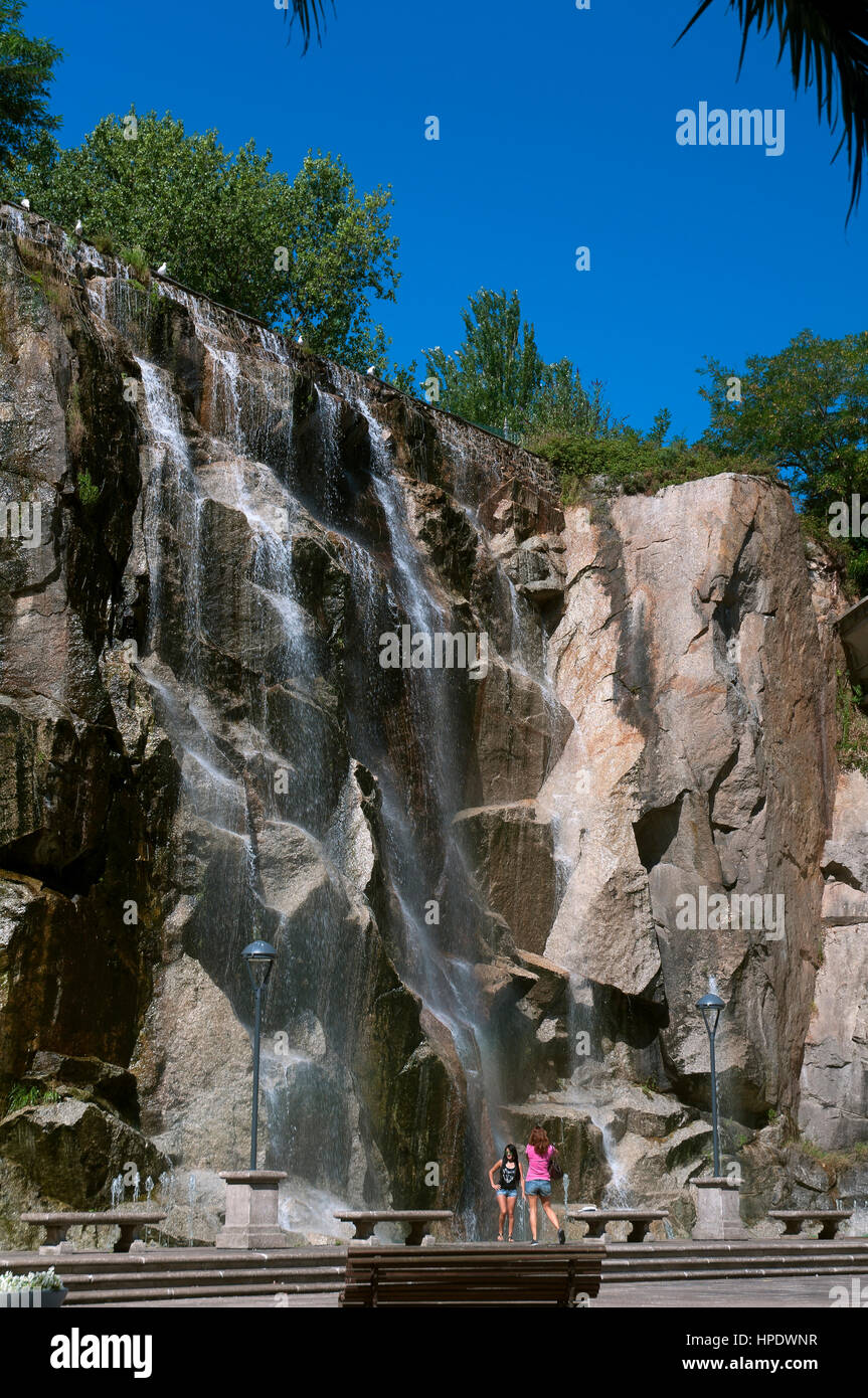 Cascata nei giardini di Santa Margarita, La Coruña, regione della Galizia, Spagna, Europa Foto Stock