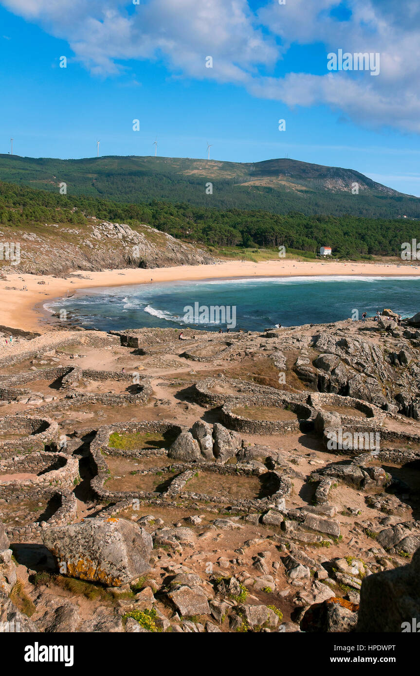 Il Castro de Baroña, insediamento celtico -1º secolo A.C., Porto do Son, La Coruña provincia, regione della Galizia, Spagna, Europa Foto Stock