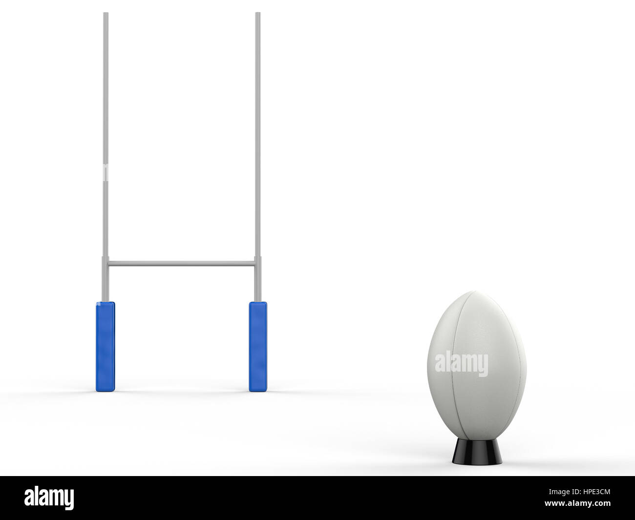 3D rendering pallone da rugby con Rugby posti su sfondo bianco Foto Stock