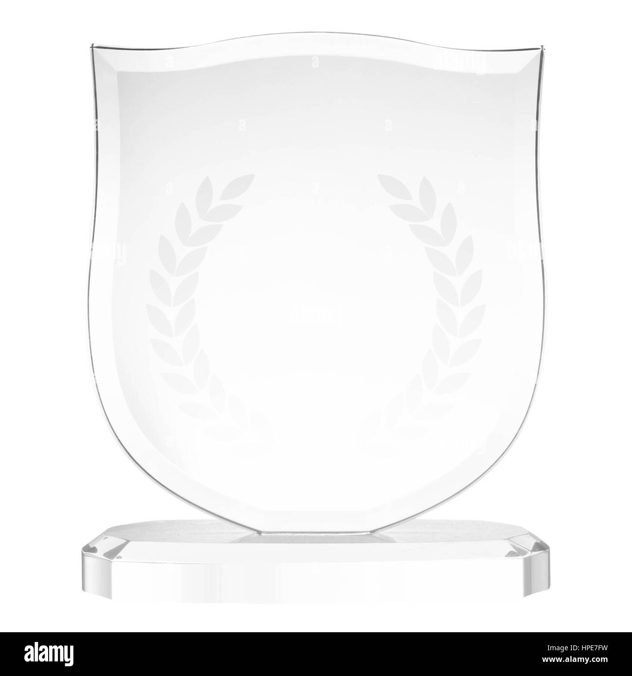 Trofeo di vetro, isolato su bianco, file include un ottimo percorso di clipping Foto Stock