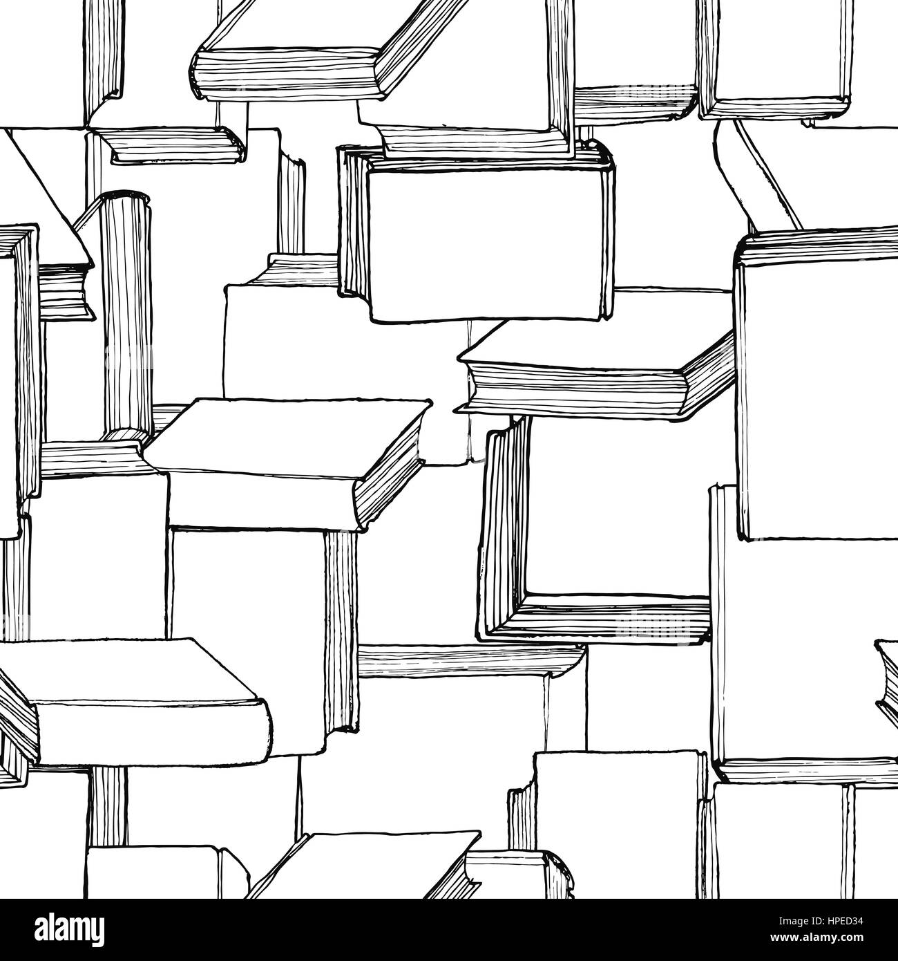 Modello senza cuciture con disegnati a mano libri Foto Stock