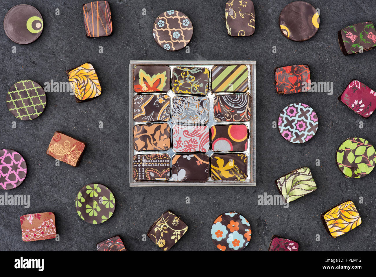 Fatte a mano artisian lusso specialty cioccolatini Foto Stock