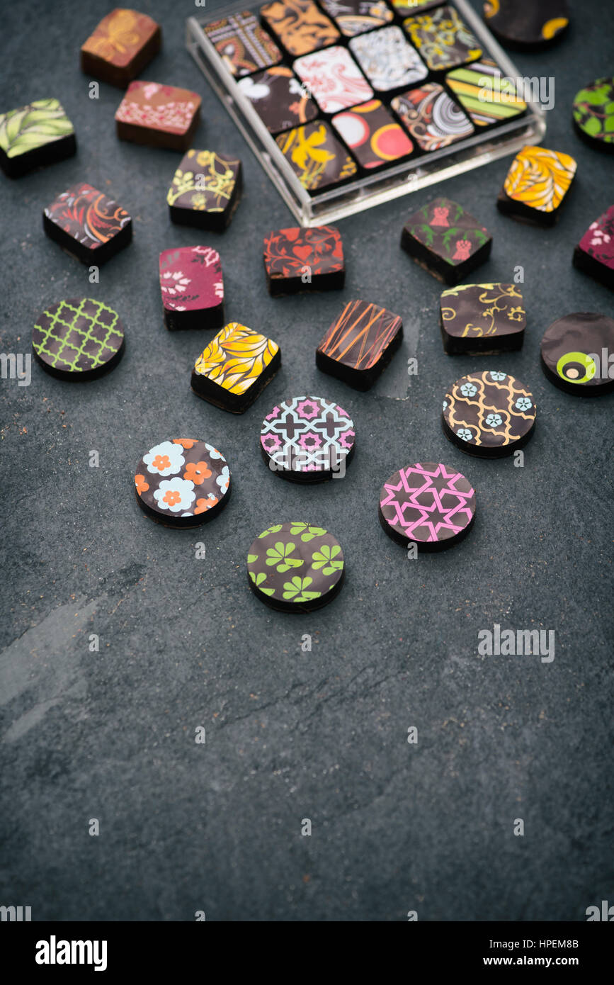 Fatte a mano artisian lusso specialty cioccolatini Foto Stock