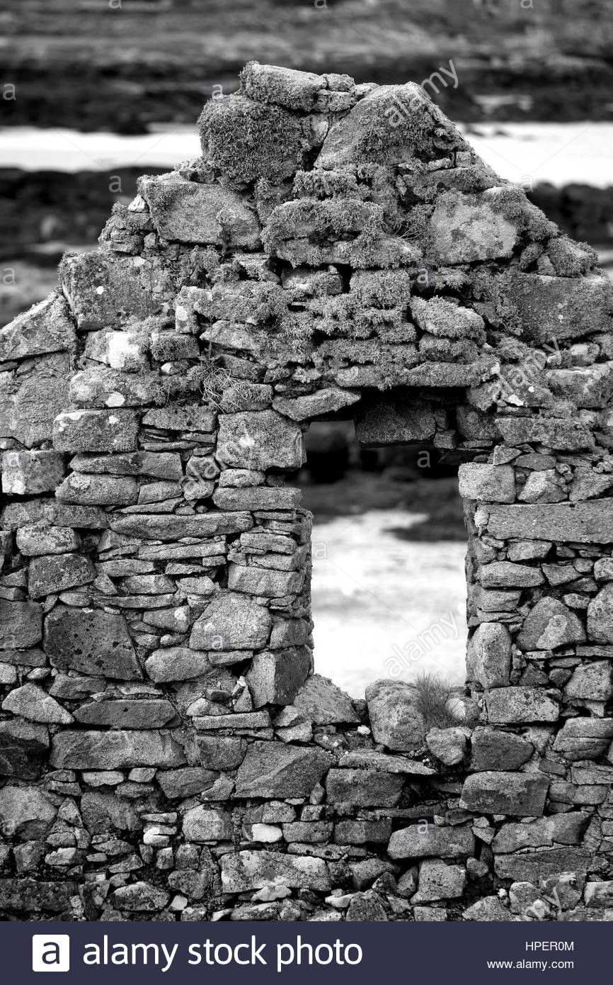 Irish muro di pietra di luce soffusa nell' Irlanda occidentale Foto Stock