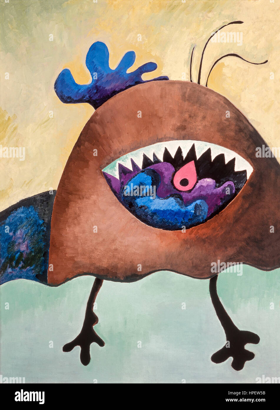 La pittura di Pia Bühler, Jona nella balena, acrilico, storia biblica di Giona di essere inghiottito da una balena in cui ventre egli prega Foto Stock