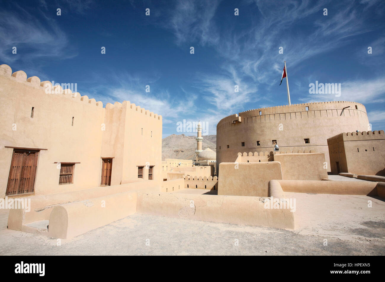 Nizwa Fort, Nizwa, regione di Ad Dakhiliyah, Oman, Asia Foto Stock