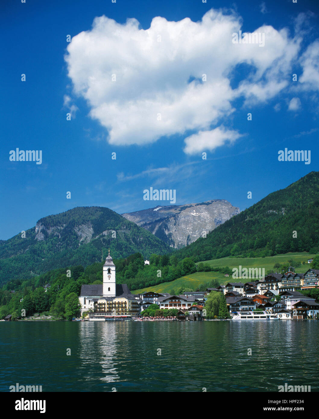 St Wolfgang e Wolfgangsee, Salzkammergut, Tirolo, Austria, Foto Stock