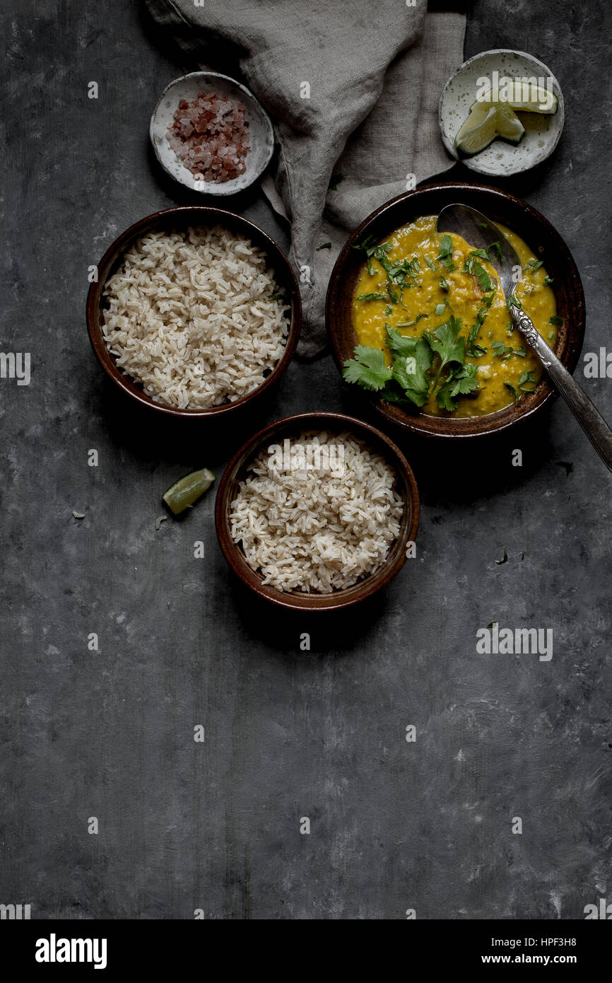 Dal e al riso - cucina indiana Foto Stock