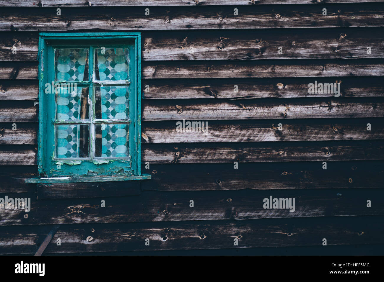 Legno finestrino di cabina Foto Stock