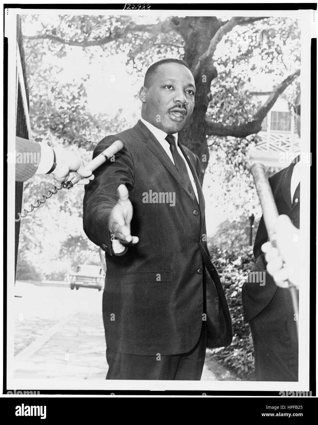 Rev Martin Luther King Jr a Gracie Mansion conferenza stampa, New York, NY, 30/07/1964. Foto Stock