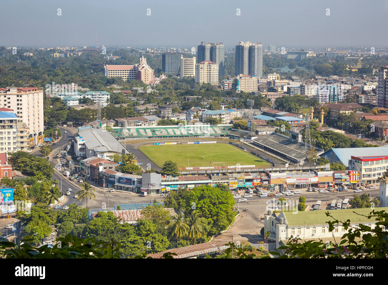 Vista aerea di Bogyoke Aung San Stadium Yangon, Myanmar Foto Stock