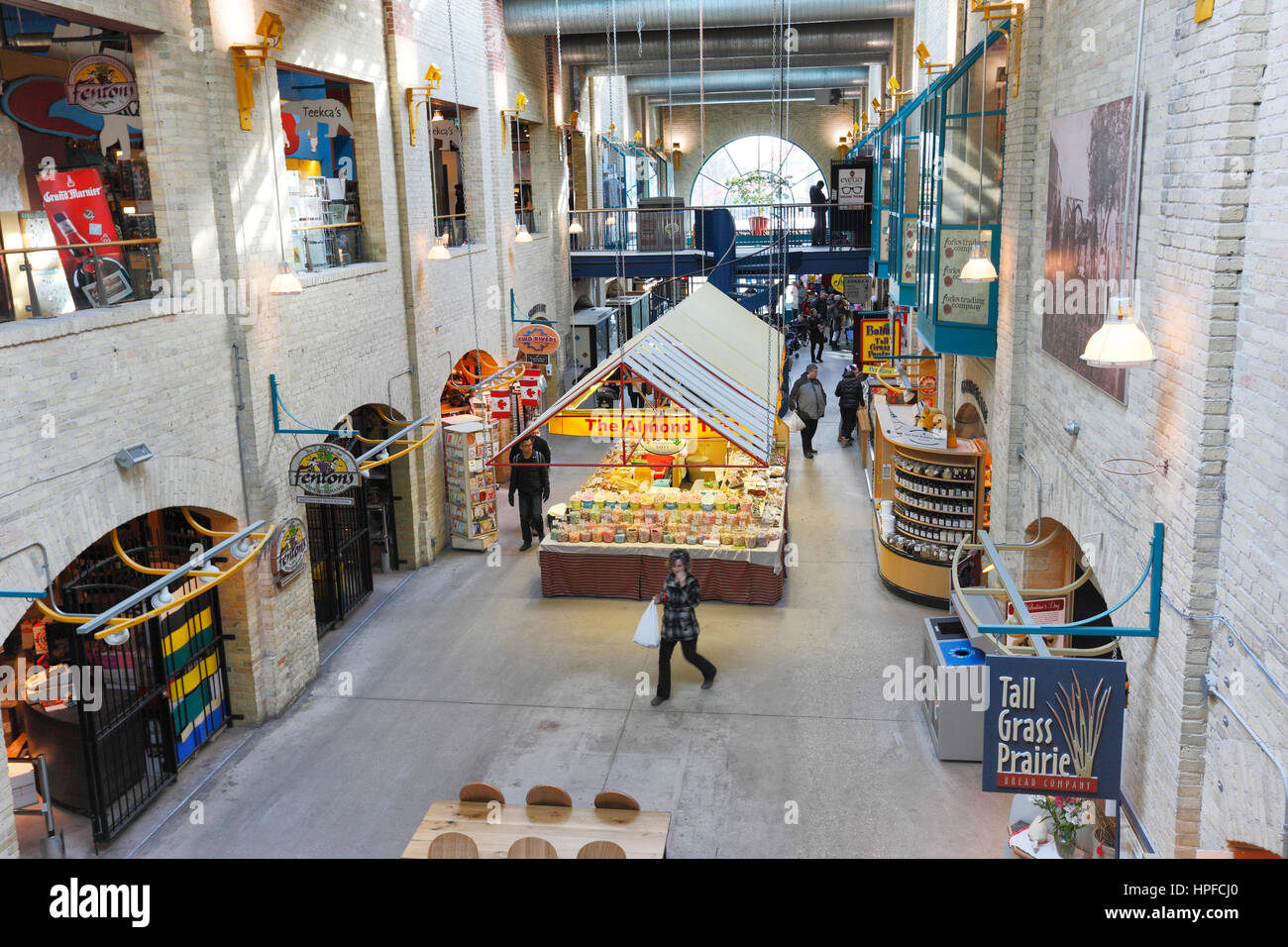 Interno del mercato delle forcelle, forche, National Historic Site, Winnipeg, Manitoba Foto Stock