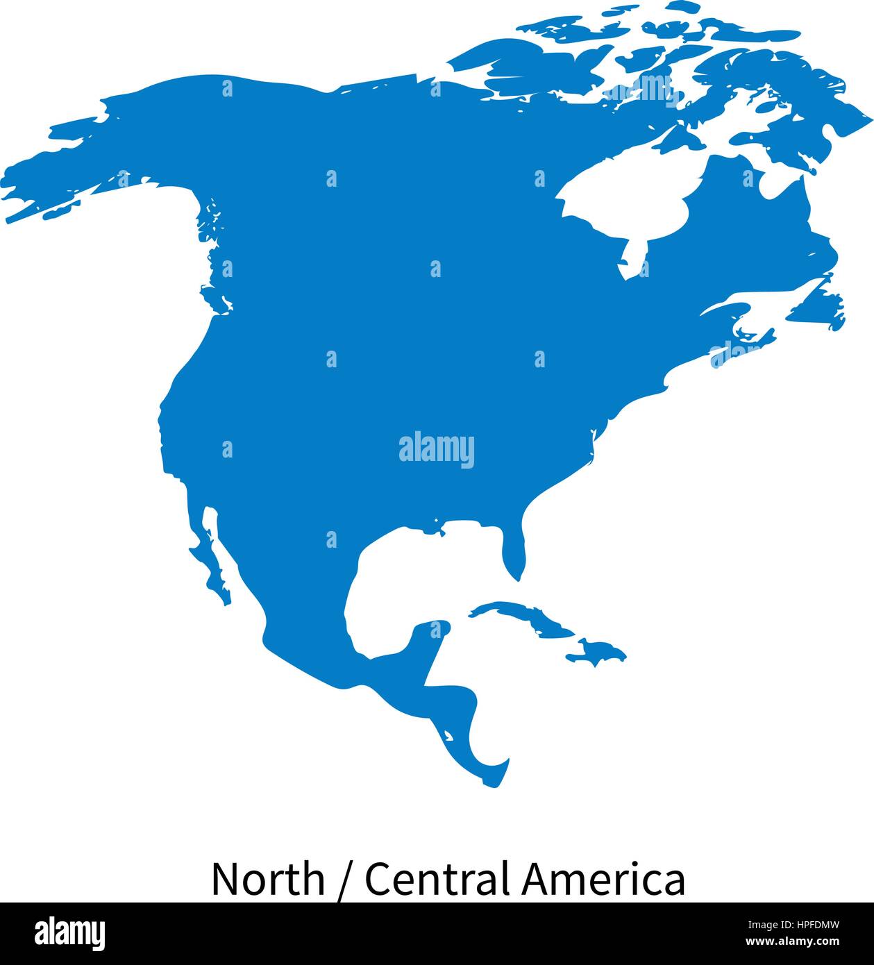 Dettaglio mappa vettoriale dell'America del Nord e centrale regione su bianco Illustrazione Vettoriale