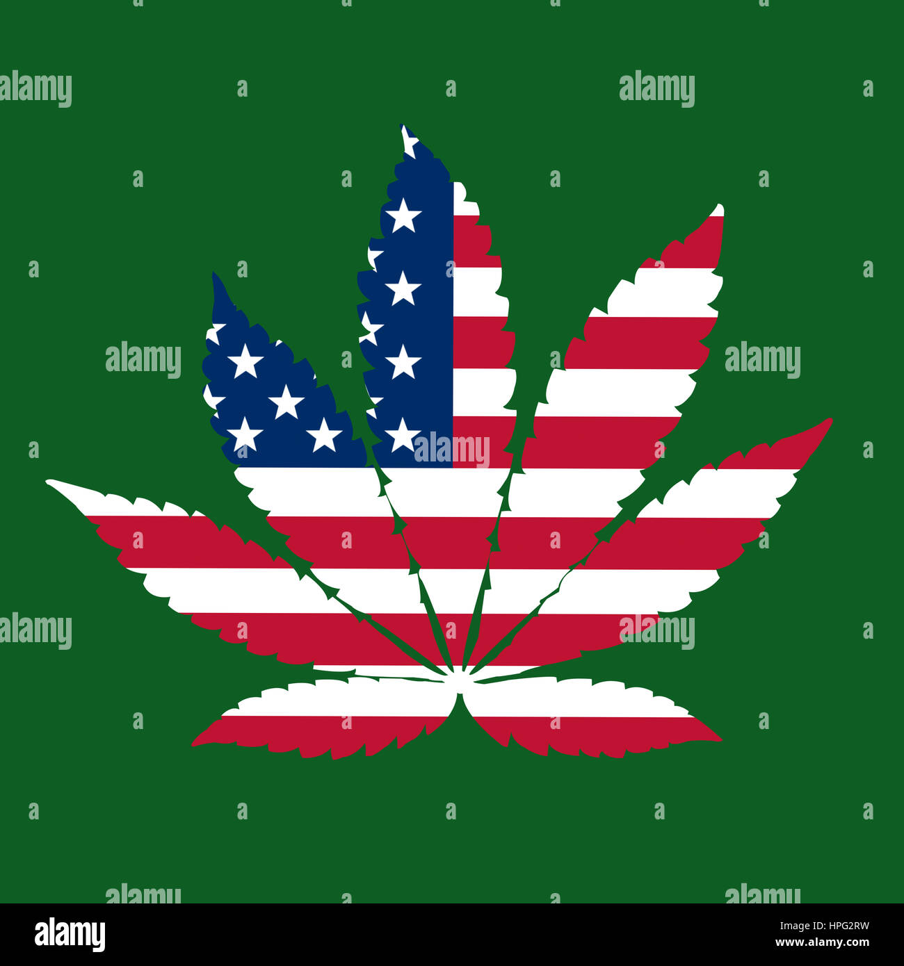 Stati Uniti bandiera con foglie di marijuana invece di stelle Foto Stock