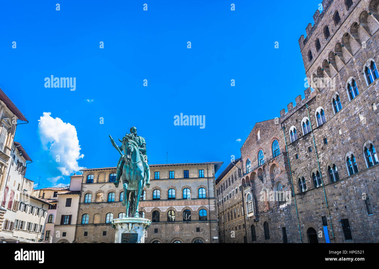 Vista panoramica alla piazza principale nella città di Firenze, Italia Europa. Foto Stock