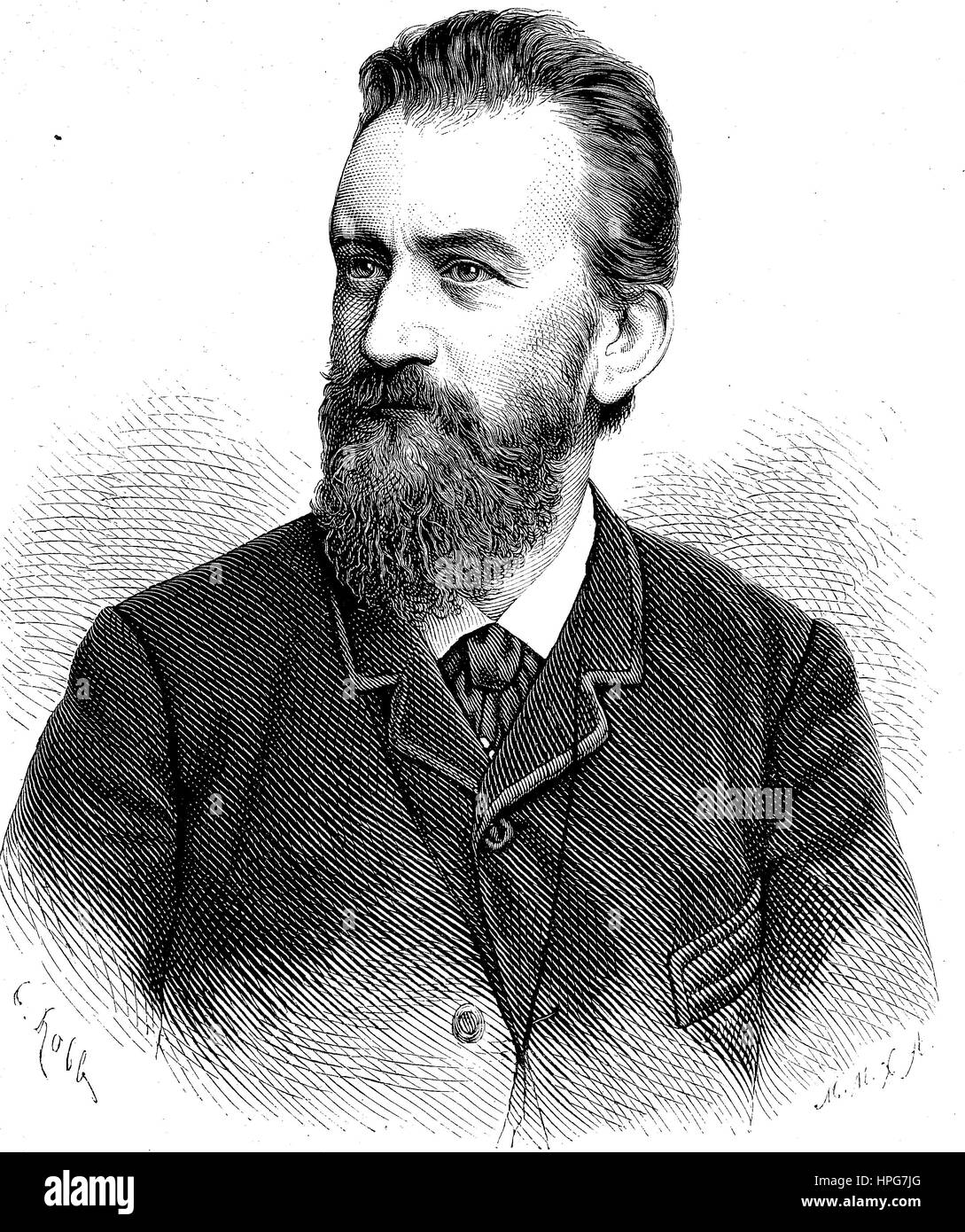 Carl, Karl Joseph Mill?cker, 1842 - 1899, è stato un compositore austriaco di operette e un conduttore, digitale migliorata la riproduzione di una xilografia a partire dall'anno 1885 Foto Stock