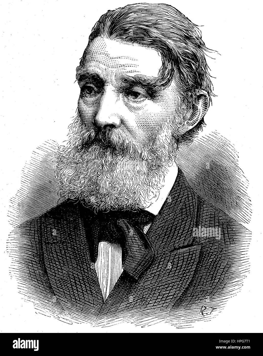 Johan Sverdrup, 1816 - 1892, era un politico norvegese dal partito Liberale. Egli è stato il primo ministro di Norvegia dopo la introduzione del parlamentarismo. Sverdrup era Primo ministro dal 1884 al 1889, digital Riproduzione migliorata di una xilografia a partire dall'anno 1885 Foto Stock