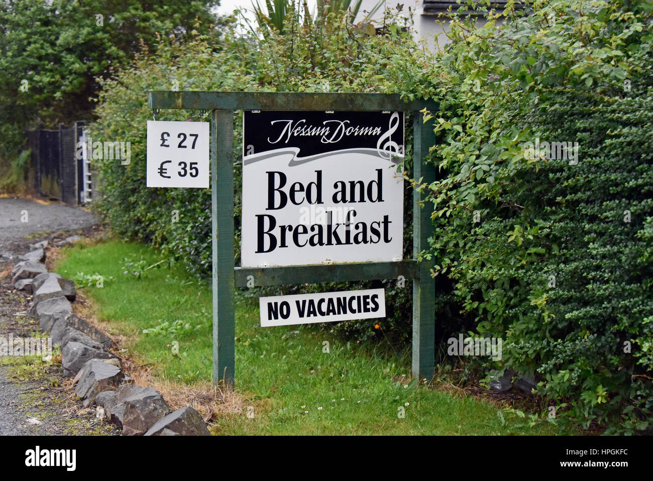 "Nessun Dorma", bed and breakfast guesthouse segno. Plockton, Ross and Cromarty, Scotland, Regno Unito, Europa. Foto Stock