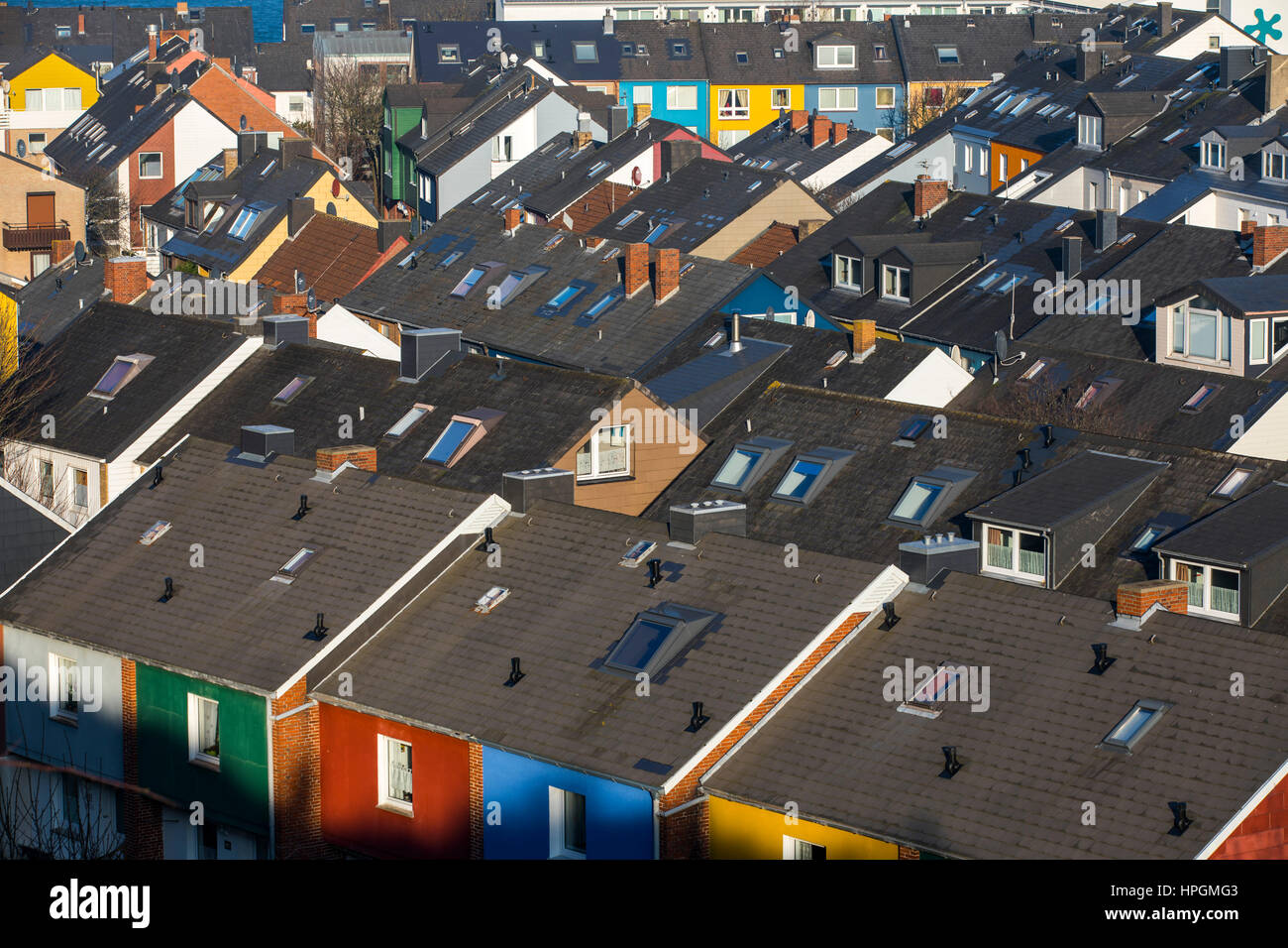 Helgoland, isola in tedesco nel Mare del Nord, il paesaggio del tetto del paese inferiore Foto Stock