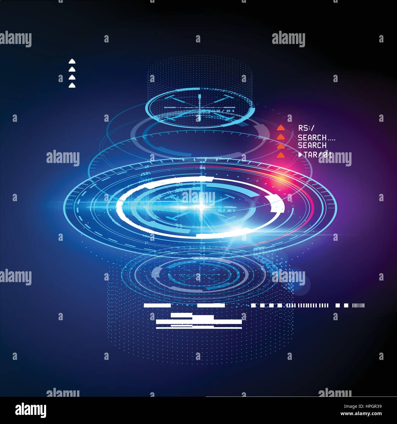 Display HUD sezione trasversale. Il futuristico digitale elementi di interfaccia. Illustrazione Vettoriale Illustrazione Vettoriale