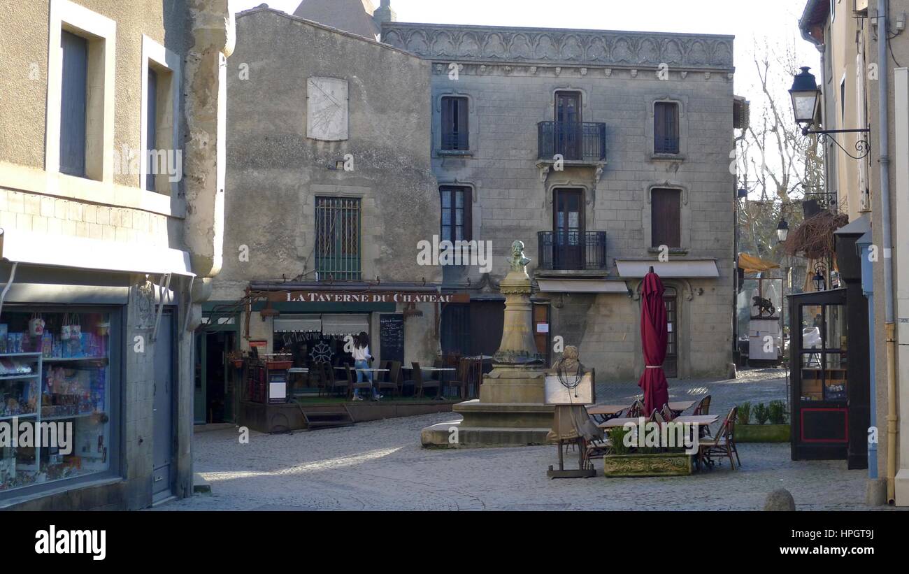 La Taverne du chateau, Place du Château, Carcassonne, a sud ovest della Francia Foto Stock